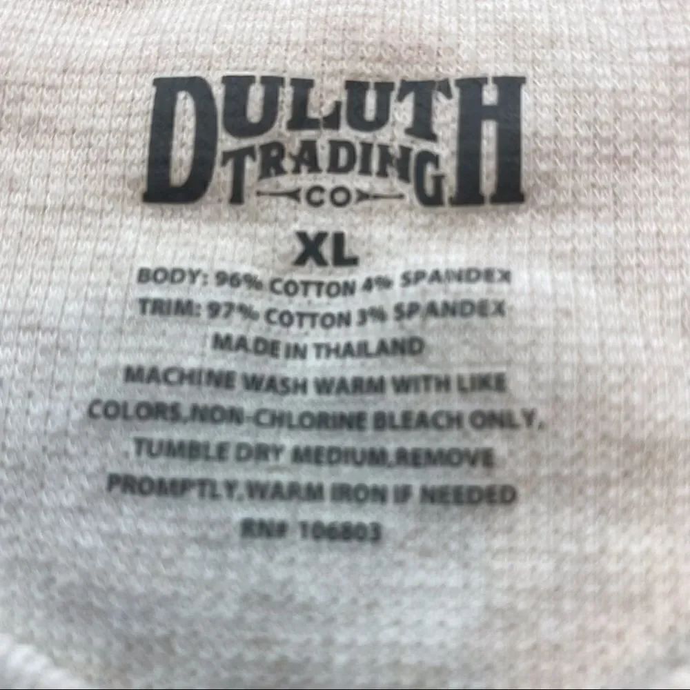 Duluth Trading Company Cream Waffle Knit Henley Shirt - Picture 3 of 7